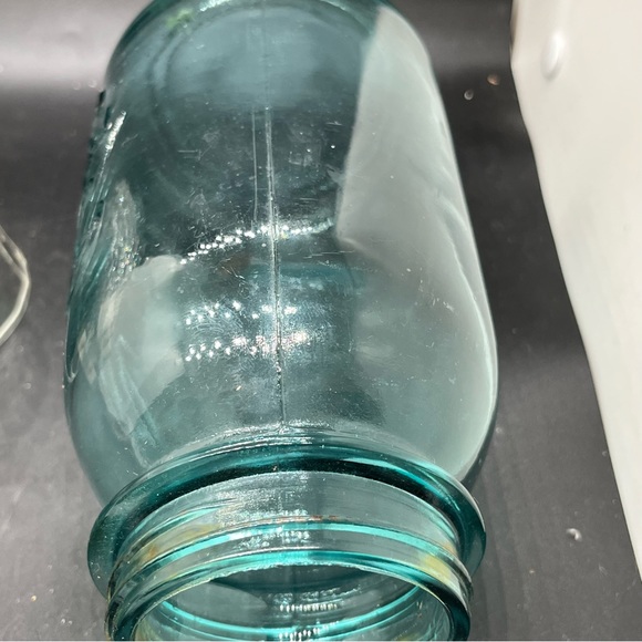 Vintage Decor Lot Aqua Ball Canning Jar ,leather Coin Purse/ mismatched sconces - Picture 10 of 16